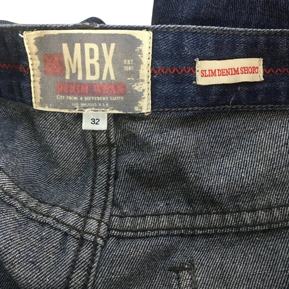 Jorts Mens 32 MBX Slim Denim Shorts Blue Dark Wash Relaxed Fit Casual - Picture 7 of 10